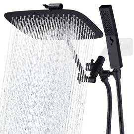 G-Promise All Metal 12" Dual Shower Head Combo | Rain Shower Head | Handheld Shower Wand | Adjustable Extension Arm | Smooth 3-Way Diverter | 71" Extra Long Hose - A Bathroom Upgrade (Matte Black)