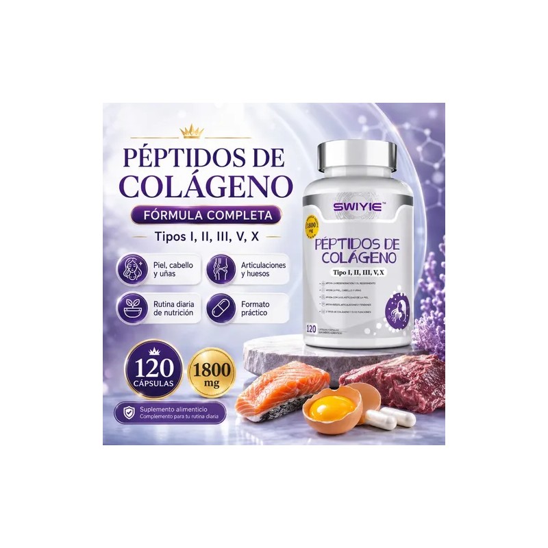 Péptidos Colágeno Hidrolizado 120 Caps 1800mg