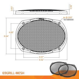 PRV Audio 2x PRV Audio 69GRILL-MESH 6x9" Steel Mesh Speakers Grill Cover Protector Black