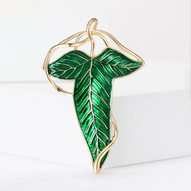 Vintage Enamel Leaf Brooches for Women Unisex Plant Pins 5-color Available Casual Party Accessories Gifts (GoldenGreen)