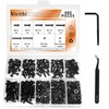 Nivithi 480pcs M3 Grade 10.9 Countersunk Hex Socket Screws,M3x6–25mm Black