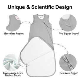 EasyFi Supersoft Rayon Made from Bamboo Sleep Sack 1.0 Tog Baby Sleep Sack 0-6 Months Toddler Sleep Sack 2-Way Zipper Newborn Sleep Sack Infant Sleep Sack Baby Wearable Blanket All-year-around