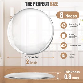 Crosize 8 Pieces 2" Door Stoppers for Wall, No-Falling Door Knob Wall Protectors, Strong Adhesive Door Bumpers, Clear