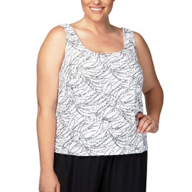 Alex Evenings womens Mandarin Neck Twinset Tank Top and Jacket Petite Regular Dress Shirt, White/Black, X-Large US