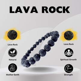 Beads Bracelet 8 Mm Tigers Eye Triple Protection Bracelet Hematite Beads Black Onyx Balance Bracelet Gemstones Howlite Lava Rock Protection Luck Prosperity Unisex 16cm To 18cm (Lava Rock)