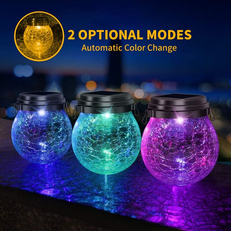 DBF 2 Pack Solar Lanterns Outdoor Waterproof IP65, Heavy Crackle
