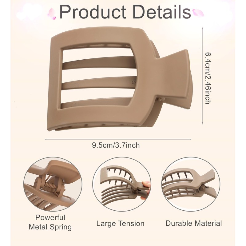 6 Pack Flat Hair Clips for Women Lay Down Claw