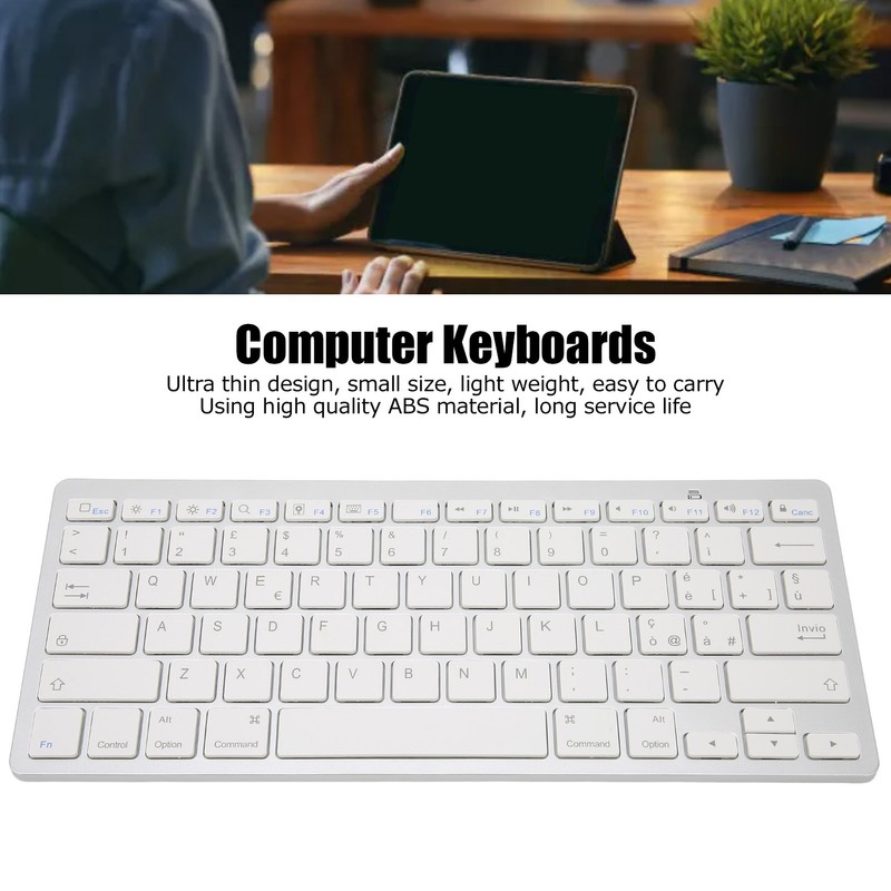 Wireless Keyboard Mini 78 Keys Ultra Thin Portable White Computer