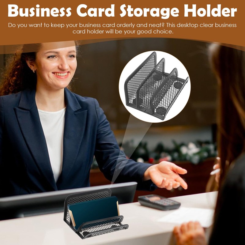 Chris.W Desktop Stacking Business Card File Holder/Stand from, 3-Tier, Metal