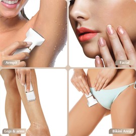 Electric Bikini Trimmer for Women - 5 in 1 Rechargeable Electric Razors for Women, IPX7 Waterproof Pubic Hair Trimmer, Painless Womens Body Shaver, Facial Razor & Nose Hair Shaver, White