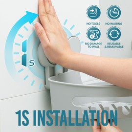 TAILI Shower Corner Shelves 2 Pack Corner Shower Caddy Suction Bathroom Shelf Small Bathroom Storage Triangle Shelf for Shampoo Conditioner Plastic Kitchen Accessories for Kitchen Drill-Free, Grey