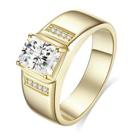 ceerom 2CT Radiant Cut Moissanite Engagement Ring D Color VVS1 Clarity Solitaire Moissanite Wedding Band S925 Sterling Silver 9K Gold Plated Genuine Moissanite Promise Ring Size 9.5