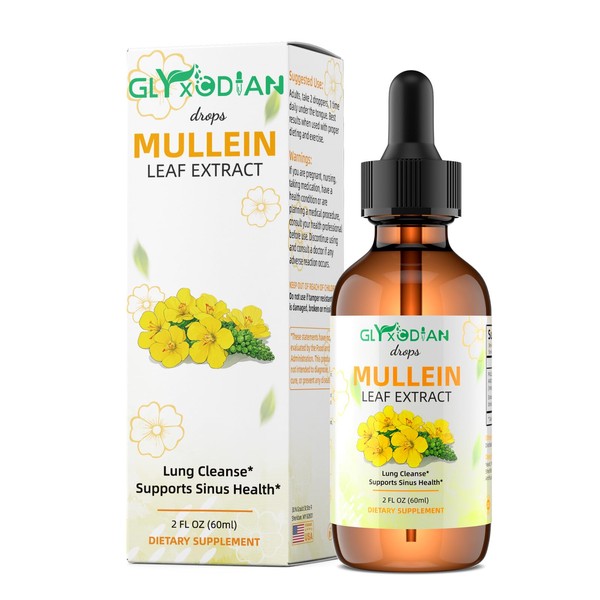 Mullein Leaf Extract Drops for Lungs: High Strength Alcohol-Free 1200mg