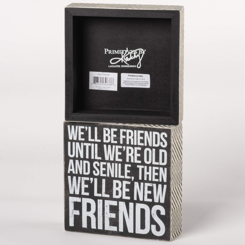 Primitives By Kathy Classic Box Sign, New Friends (30638)