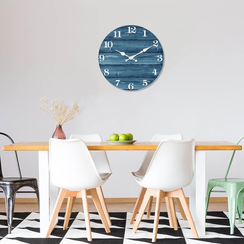 XFM Blue Wall Clock 24 Inch Farmhouse Wall Clocks Battery