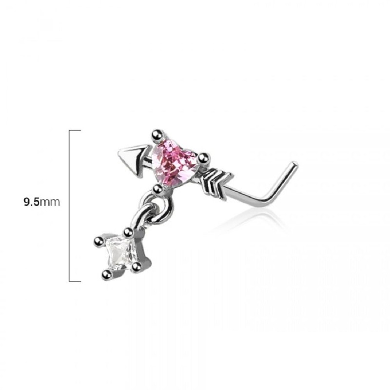 Pierced Owl 20GA 316L Stainless Steel Pink Heart Arrow with