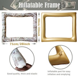 Hilarious Money Party Inflatable Selfie Frame & Photo Props Set for Pictures & Decors Giant Bill Dollar Party Blow Up Picture Frame for Investment Birthdays Casino Graduations Millionnaire Themes