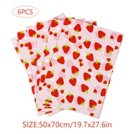 Strawberry Wrapping Paper, 6 Sheets Sweet Red Strawberries Gift Wrapping Paper for Girl Women Birthday Wedding Baby Shower Anniversary