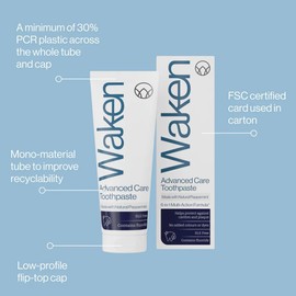 Waken Sensitive Care Toothpaste – SLS Free with Chamomile & Calendula Extracts, Suitable for Those with Sensitive Teeth, Gentle Fluoride, Vegan & Natural Toothpaste, 75ml