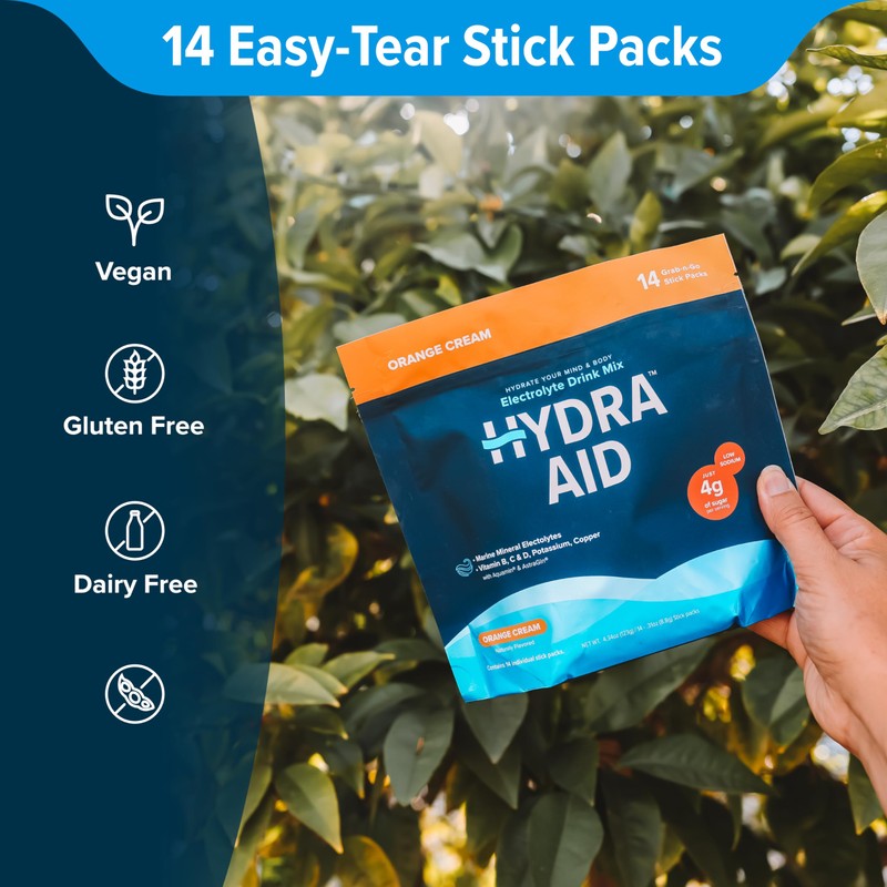 HYDRA AID Low Sodium Electrolyte Powder Packets - Marine-Mineral Hydration