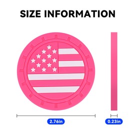 Couslcd 4PCS Car Cup Holder Coasters, 2.75 Inch American Flag Insert Car Cup Coaster, Anti Slip Shockproof Embedded Drink Mat, Car Coasters for Cup Holders, Car Interior Accessories (Rose)