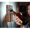 WoodEffex Bottle Opener Magnetic Cap Catcher - Handmade Walnut w/Brushed