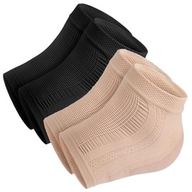 KOMBIUDA 2pairs Vented Gel Heel Sleeves Moisturizing Foot Protector Socks for Cracked Heels Anti-dry Footcare Skin-friendly Design for Day Night Use