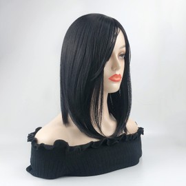 Free Part One Piece Clip in Topper 35cm Super Soft Silk Base Head Forehead Wiglet With Bangs Straight Snythetic Replacement Jet Black
