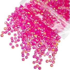 qiipii 4700PCS 3mm Transparent Hot Pink AB Resin Rhinestones Bulk Clear Rose Pink Flatback Jelly Stones SS10 Diamonds Crystals Gems Charms Supplies for Nails Face Eyes Makeup Tumblers DIY Crafts Shoes
