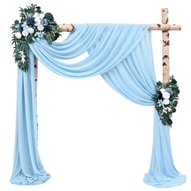 Wedding Arch Draping Fabric,4 Panels 28" x18ft Baby Blue Wedding Arch Drapes for Ceremony Sheer Chiffon Fabric Drapes Arbor Drapery Decorations for Reception Party