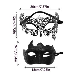 DragonX2 Masquerade Mask Set Venetian Mask for Masquerade, Wedding, Stage Performances, Carnival, Catwalks, Fashion Parties (2)