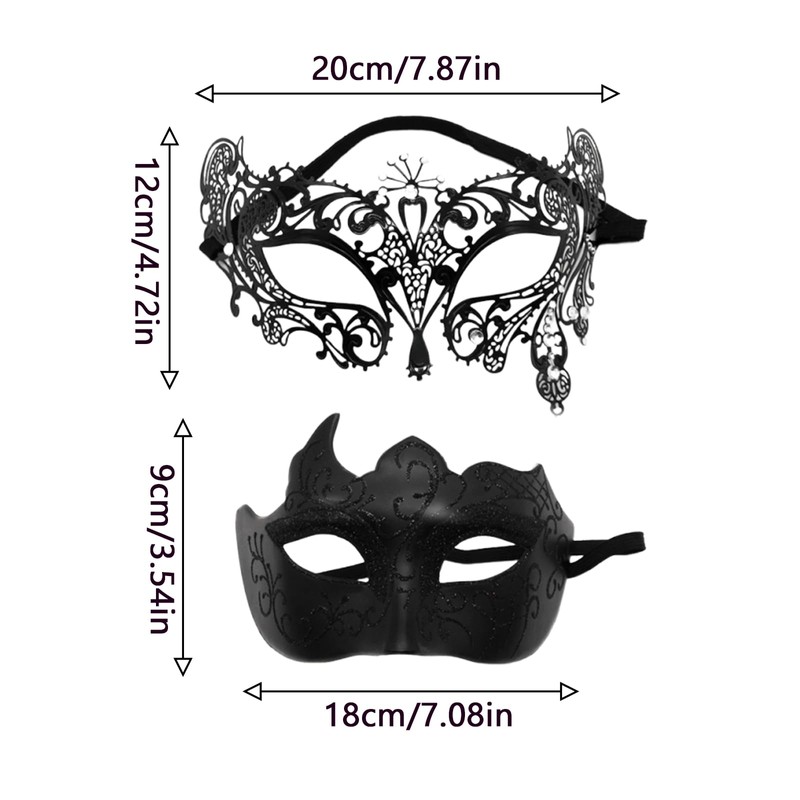 DragonX2 Masquerade Mask Set Venetian Mask for Masquerade, Wedding, Stage