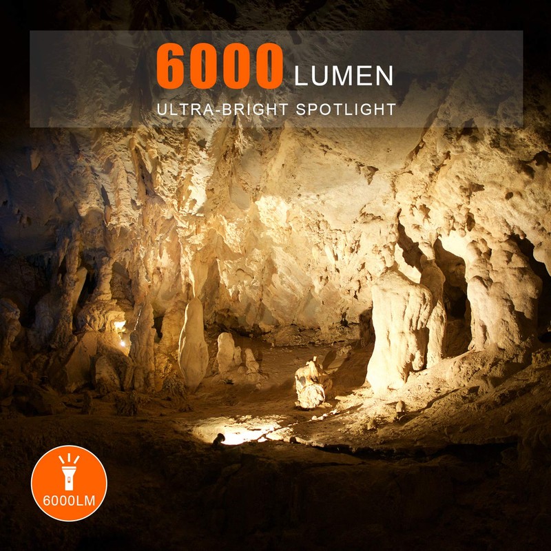 BUYSIGHT - Linterna recargable de 120000 lúmenes, linterna LED con