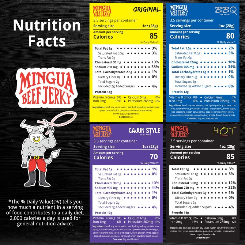 Mingua Beef Jerky Sampler Pack- 100% US Beef Without Nitrites