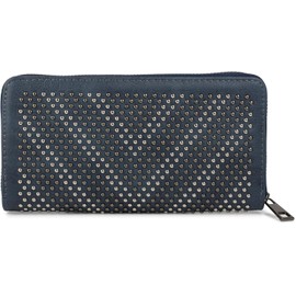 styleBREAKER purse with studs in V look, 2-tone studs, all-round zipper, purse, ladies 02040084, color:Blue