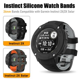 OVERSTEP for Garmin Instinct 2X Band, Soft Silicone Replacement Watch Strap Compatible with Garmin Instinct 2X Solar, Tactical GPS Smartwatch