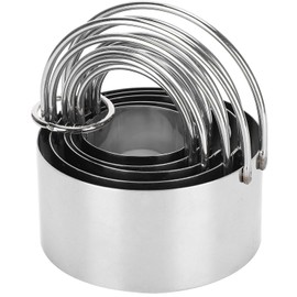 AUNMAS Cortadores de Galletas, 5 uds Redondos Moldes de Acero Inoxidable Cortador para Sándwiches para Repostería Pastel Cookie Fondant