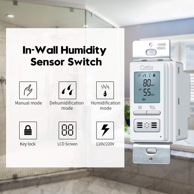 Ortis [New Generation] Humidity Sensor Switch, in-Wall Bathroom Fan Automated