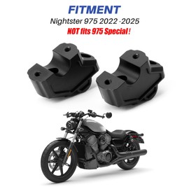 PSLER Motorcycle Handlebar Risers Move Back for Nightster 975 RH975 RH 975 2022-2025 Handle Bar Height up Adapters Clamp (Black)