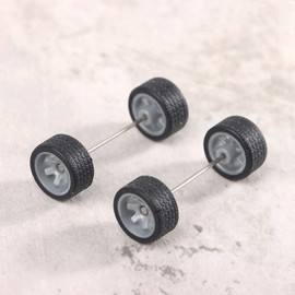 1 Pair Sliver Wheels Rims Tires Set Alloy 1:64 Wheels,Scale Alloy Wheels Rubber Tires,Model Alloy and Accessories Tires Wheel Rubber,Tire and Wheel Sets