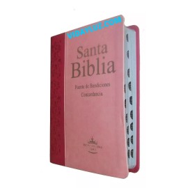 BIBLIA COMPACTA PIEL DUO/ROSA, INDEX con CONCORDANCIA y REINA VALERA 1960