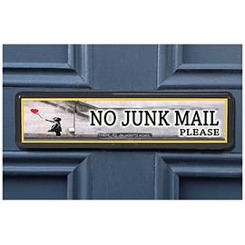 BOGAF UK Banksy Always Hope Polite No Junk Mail Sign sticker for Letterbox Leaflet Flyers Menus Door Sticker for Home Office Shop (CHOOSE QUANTITY) (1x Banksy Always Hope Junk Mail Sign)