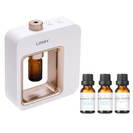 LOXIM Pride Aromatherapy Diffuser with Daytime Calm Collection Essential Oil Blends, Waterless Diffuser with Essential Oils, No Heat, Quiet, Battery Operated for Living Room Office Home Car (White)
