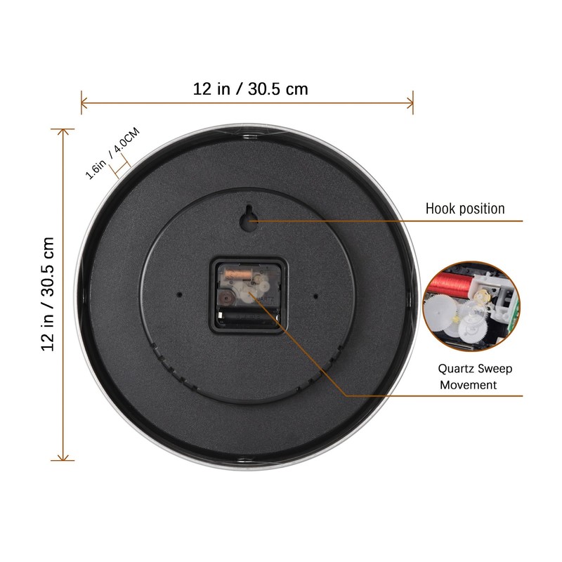 Fzy.bstim Silent Wall Clock Battery Operated,Modern Metal Wall Clock Decorative