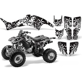 AMR Racing ATV Graphics Kit: Quad Stickers for Honda TRX 400EX (1999-2007), Featuring Northstar Design in White W/Black & White, Transform Your Ride with New ATV Stickers!