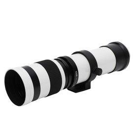 Bewinner 420–800mm F8.3–16 RF‑Mount Manual Focus Telephoto Lens for Mirrorless Cameras, All‑Metal Optical Glass Construction, Multilayer MC Coating, 62mm Filter Thread (White)