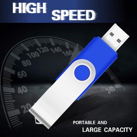 USB Sticks 2 GB Pack of 10 AreTop High Speed USB 2.0 Metal Memory Stick Rotate Flash Drive Pack (Blue)