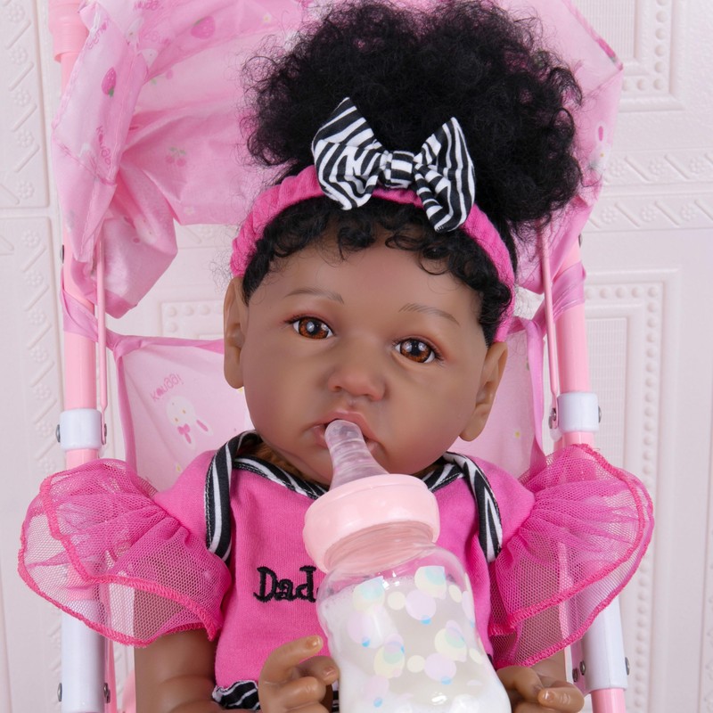Milidool Black Reborn Baby Dolls Girl Lifelike Weighted African American