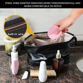 Cosmetiquera para Maquillaje Grande, Bolsa de Maquillaje de Viaje, Bolsa de Cosméticos Portátil Doble Capa, Necesers de Viaje, Bolsas Cosmetiqueras de Viaje Multifuncional para Mujer (Nergo)