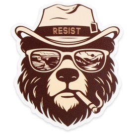 4pcs Smokey Bear Stickers, Funny Resist Bear Bumper Stickers for Car Truck Motorbike Helmet Water Bottle Laptop Nature Lovers Gift Fit Women Men